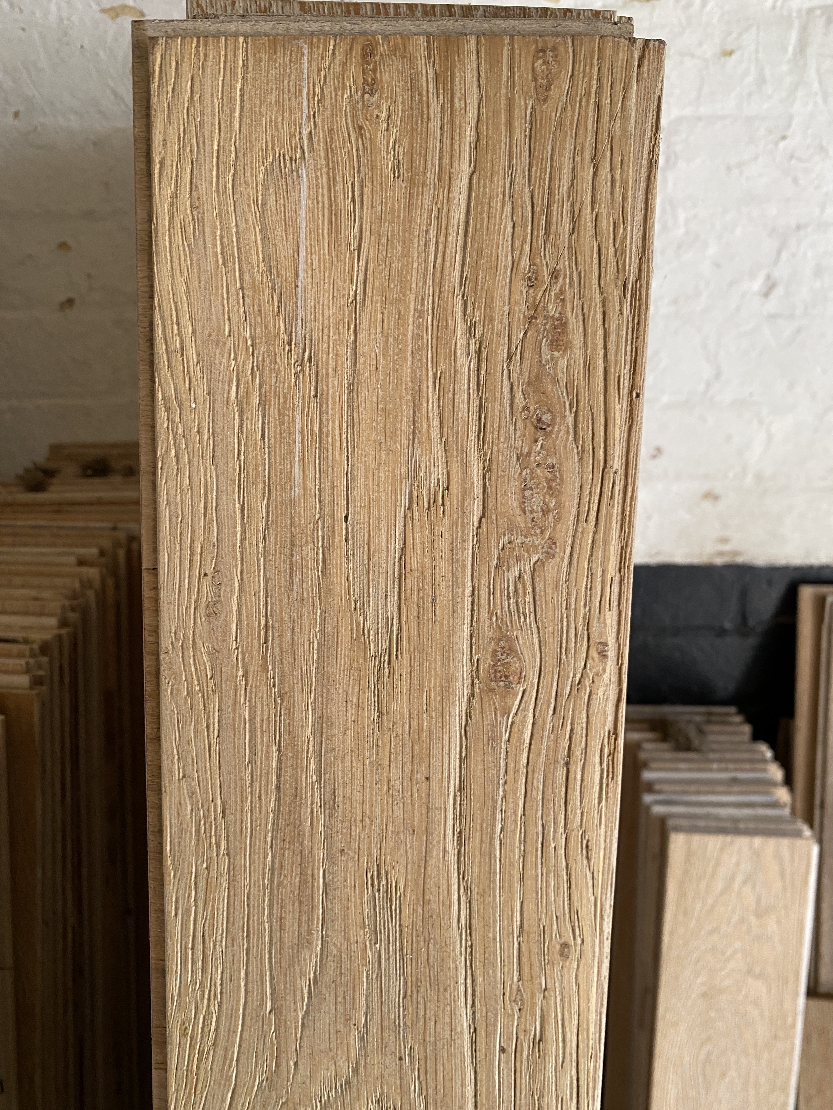 A quantity of engineered light oak floor boarding of various lengths, widths mainly 19cm and 13cm, all 1.5cm thick. As previously fitted to four rooms - 679 x 633cm; 551 x 367cm; 437 x 396cm and 376 x 321cm (approx. 93.